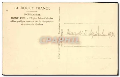Honfleur — A Igreja de Santa Catarina — Edição de Arte Yvon — Verso