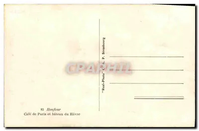 Kawiarnia de Paris i statek z Havru — Honfleur — 'Real-Photo' C. A. P. Strasbourg — Rewers