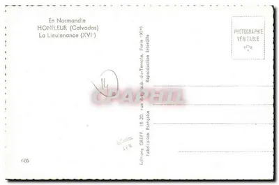 La Lieutenante (XVIe) — Honfleur (Calvados) — Wydawnictwo GREFF — Rewers