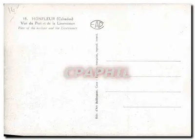 Honfleur (Calvados) — Vista del puerto y de la Lieutenancé — Ed. d'Art Bellet, Caen — Reverso