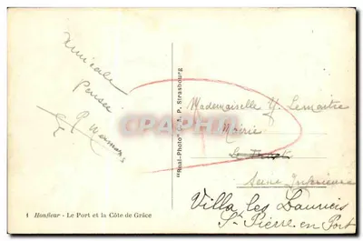 Honfleur — Port i Wybrzeże Gracjusza — wydawca «Real-Photo» G.A. P. Strasbourg, nr 4 — Rewers