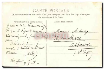 Honfleur — Entrada do porto e vista geral tirada da ponta do cais — Editor não identificado, n° 32 — Verso