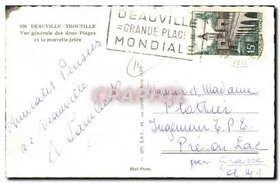 Deauville - Trouville — Vue générale des deux Plages et la nouvelle Jetée — Réal-Photo — Verso