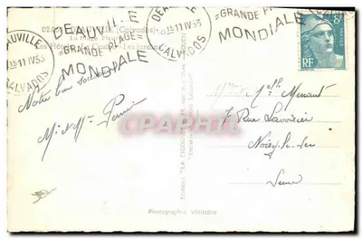Visão da Grande Praia em Deauville — Editor La Cigogne, número da série não visível — Verso