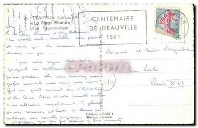 Deauville — Vista panorâmica — Éditions Gaby, n°14 — Verso