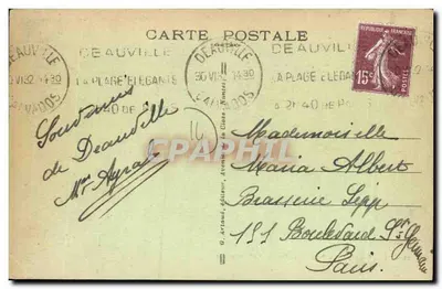 Deauville, 'A Praia das Flores' — Vista geral — G. Artoué, editor, n° 132 — Verso