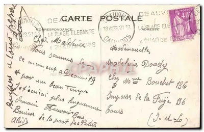 Deauville. A Praia Florida. Os campos de tênis diante do Normandy — C.M., Le Havre, n°521 — Verso