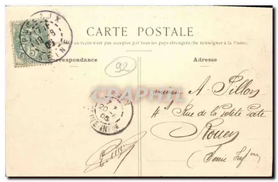 Puteaux - Der Markt — Ansicht des lebhaften Marktes mit zentraler Fontäne — Verlag Thomassy, Paris — Rückseite