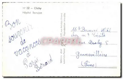 Hospital Beaujon — Clichy — Edições de Arte Levalliois-Perret — Verso