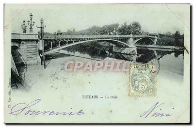 Bilhete postal antigo Puteaux Le Pont