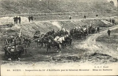 Rueil — Inspection du 16e d'Artillerie par le Général Mounier — Mise en Batterie — O.E.C Rueil