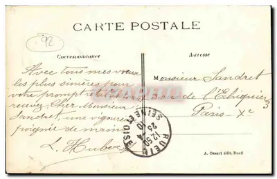Castelo de La Malmaison (RUEIL) — O Caminho do Exílio — A. Ossart, editor, Rueil, n°206 — Verso
