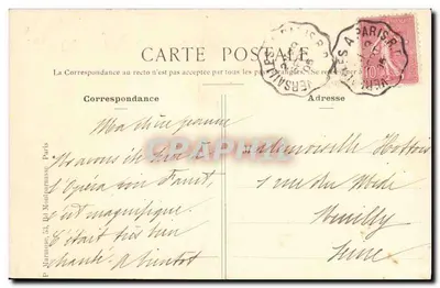 Park Villeneuve l'Étang — Jeziora w kierunku Mostu Żelaznego — P. Marnasse, Paryż — Rewers