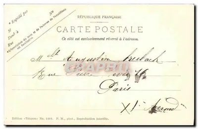 Kąt Parku Villeneuve-l'Étang — Pochylone Drzewo — Wydawnictwo « Trianon » Nr 1464 — Rewers
