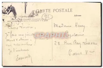 Suresnes — O Forte do Mont-Valérien visto da torre de 40 metros do Restaurante da Belle Cycliste — Editor B.P.D. n°18 — Verso