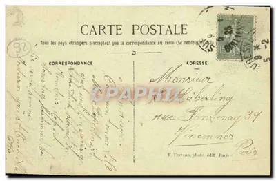 Bilhete postal antigo Suresnes La Passerelle e Panorama da Cidade — Verso