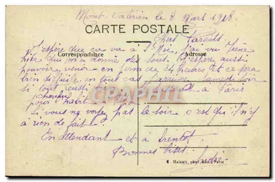 Suresnes — O Monte Valérien — Vista Geral — E.M. — n° 1063 — Verso