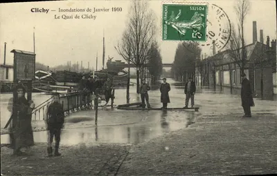 Clichy — Inondations de Janvier 1910 — Le Quai de Clichy
