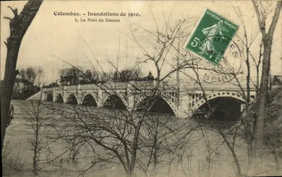 Colombes - Inundações de 1910. 1. O Ponte de Bezons — Risportes - La Carenne