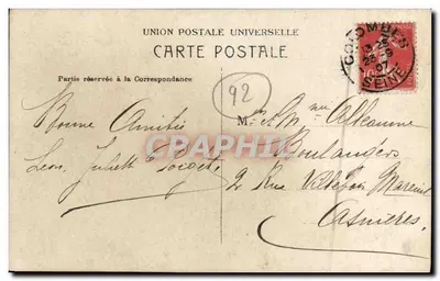 Groupe familial devant une boulangerie — Paris — éditeur L. Poignet — Verso
