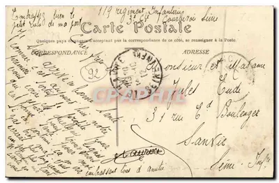 Courbevoie. Rue de l'Alma i Gimnazjum Wojskowe — Civette de la Caserne — Wyd. Poujouly. — Rewers
