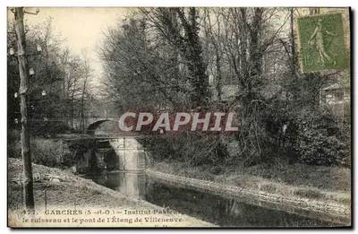Garches (S.-et-O.) — Instituto Pableur, o riacho e o ponte do Lago de Villeneuve