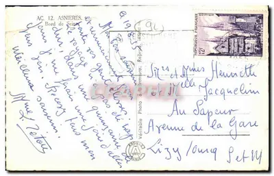 Margine del fiume Senna — Asnières — Foto riprodotta al Bronture — Verso
