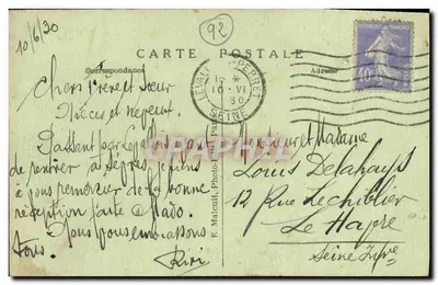 Levallois-Perret — La Planchette — E. M. n°1723 — Achterkant