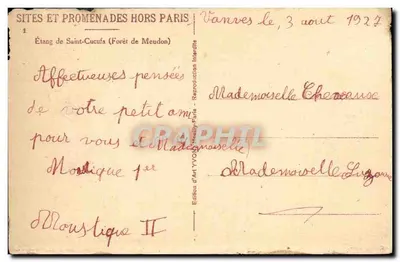 Étang de Saint-Cucufa — Forêt de Meudon — Édition d'Art Yvon, n°1 — Verso