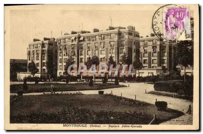 Bilhete postal antigo Praça de Montrouge Jules Guesde
