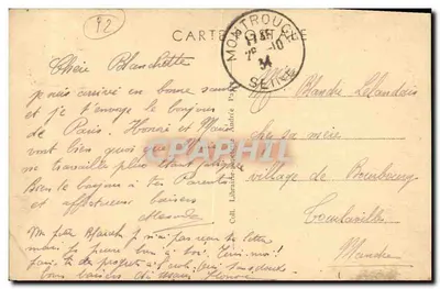 Bilhete postal antigo Praça de Montrouge Jules Guesde — Verso