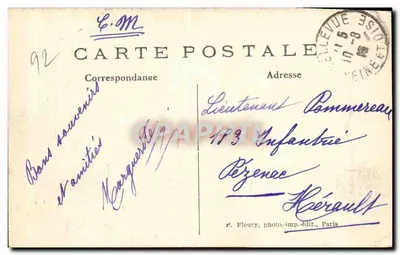 Meudon-Bellevue — Zamek w Meudon, dawniej cesarska i królewskie miejsce zamieszkania zniszczone podczas wojny w 1870 (widok artystyczny) — E.P. Paris — Rewers