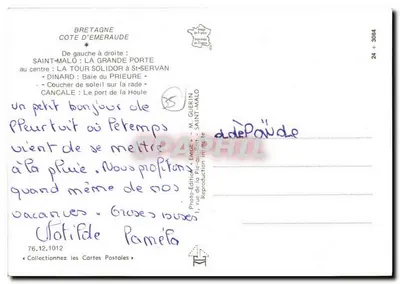 A Costa da Esmeralda — Bretanha — Photo-Édition « EMGE » — Verso