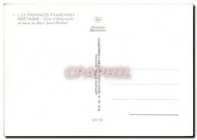 Costa de Émeraude — Baía do Monte Santo Michel — Editor Artaud Frères, Nantes — Verso