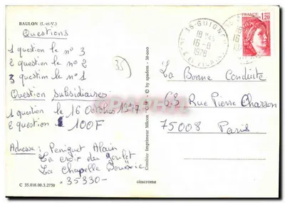 Baulon (Ille-et-Vilaine) — n° de série C 35.016.00.3.2750 — Verso