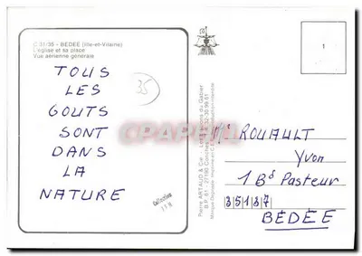 Vista de Bédée — Lembrança de Bédée — Pierre Artaud & Cie — Verso