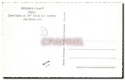 Broualan - Kościół — Kościół z XV wieku zarejestrowany w Muzeum Sztuk Pięknych — Édition Artistique, Granville — Rewers