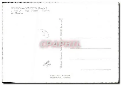Castelo de Montrive — Vista aérea — Éditions J.F.M. n° 313-85 — Verso