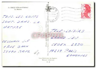 Mairie de Bruz — Ille-et-Vilaine — editore J.M. Artaud & Cie — Verso