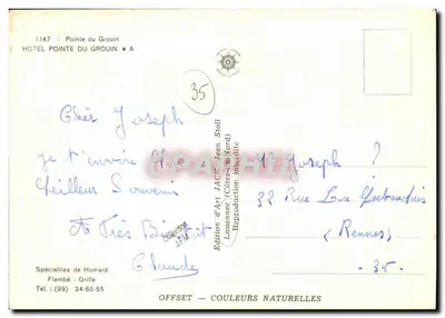 Hôtel Pointe du Grouin — Loire-Atlantique — Édition d'Art Jack — Verso