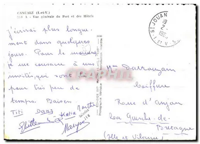 Cancale (Ille-et-Vilaine) — Ogólny widok portu i hoteli — Wydawca Combier — Rewers