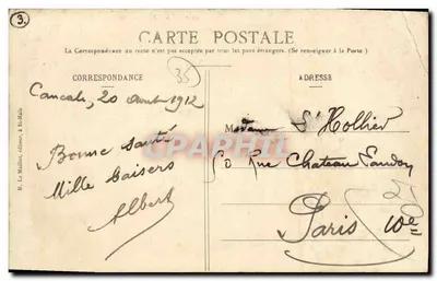 Cancale - Ritorno dei Parchi — Hotel de l'Europe, editore H. Le Maillot, n° IIIII — Verso