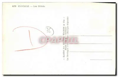 Cancale — Os Hotéis — Sociedade das Edições Waron & Cie — Verso