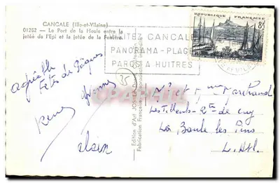 Cancale — O Port de la Houle entre a jetée de l'Épi e a jetée de la Fenêtre — Edição de Arte JOS. La Découverte — Verso