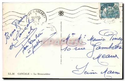 Cancale — La Broussetière — LL.54, wydawca: Arts Graphecaïques — Rewers