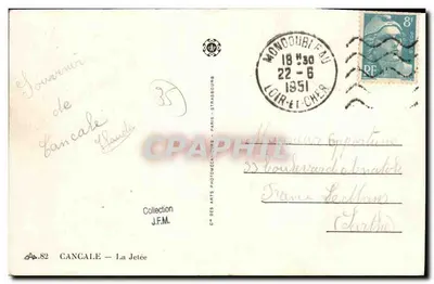 Cancalé — A Ponte — Bilhete postal moderno das Artes Fotomecânicas, Strasbourg — Verso