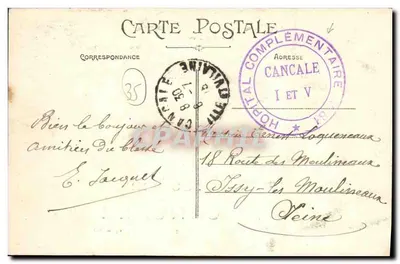 Cancale — Lembrete de Cancale (I.&-V.) — J. Sorel, editor, Rennes — Verso