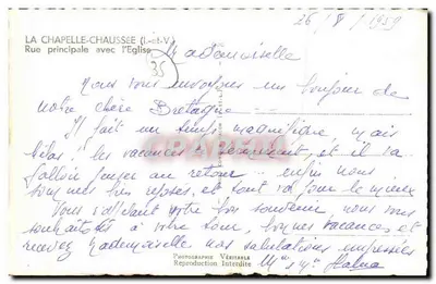 La Chapelle-Chaussée (Ille-et-Vilaine) — Główna ulica z kościołem — Fotograf Pim — Rewers