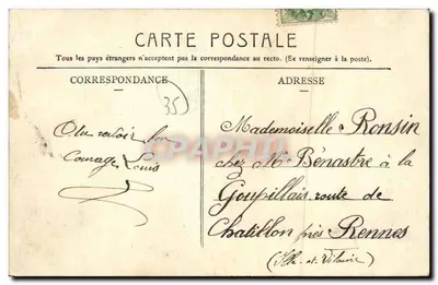 Châteaubourg — Pamiątka z Châteaubourgu — E. Mary-Roussolière, wyd., Rennes — Rewers