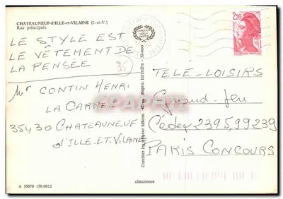 Châteauneuf-d'Ille-et-Vilaine — rua principal — Cimy — Verso